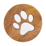 Paw Prints Cut-Out Mango Wood Set of 4 Coasters - Brown