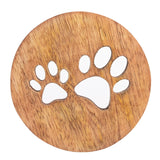 Paw Prints Cut-Out Mango Wood Set of 4 Coasters - Brown