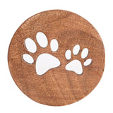 Paw Prints Cut-Out Mango Wood Set of 4 Coasters - Brown