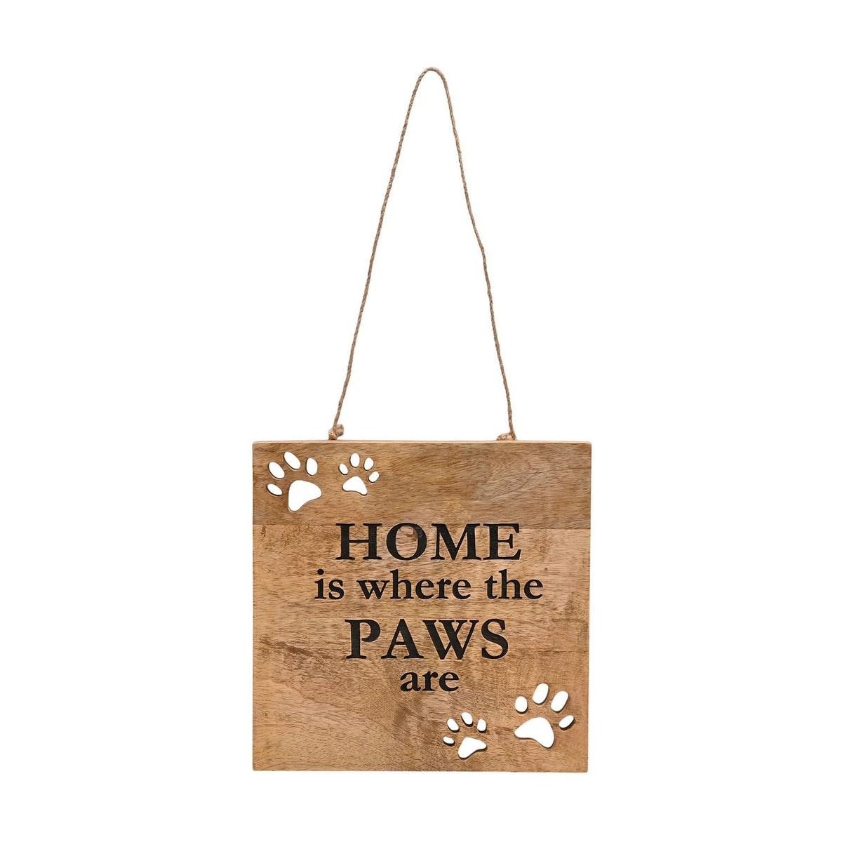Home Is Where the Paws Are Mango Wood Wall Plaque - Natural