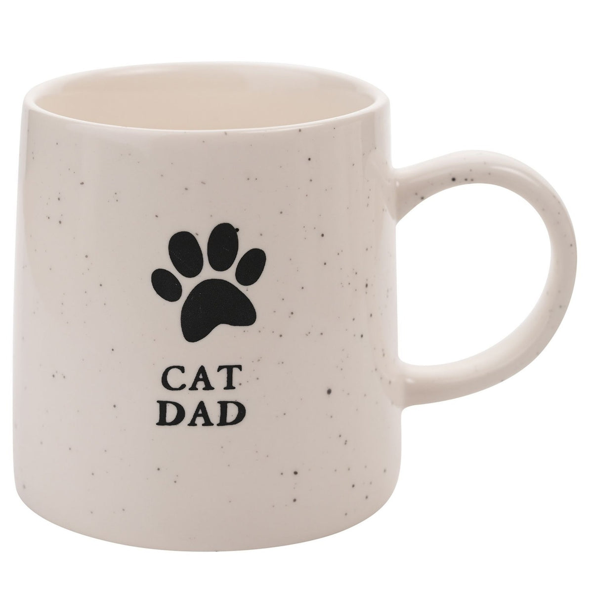 Cat Dad Paw Print Speckled Stoneware Mug 400ml - White