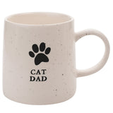 Cat Dad Paw Print Speckled Stoneware Mug 400ml - White