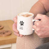 Cat Dad Paw Print Speckled Stoneware Mug 400ml - White