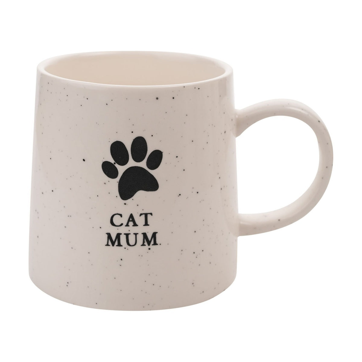 Cat Mum Paw Prints Speckled Stoneware Mug 400ml - White