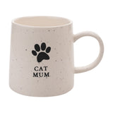 Cat Mum Paw Prints Speckled Stoneware Mug 400ml - White