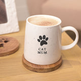Cat Mum Paw Prints Speckled Stoneware Mug 400ml - White