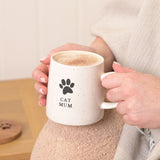 Cat Mum Paw Prints Speckled Stoneware Mug 400ml - White