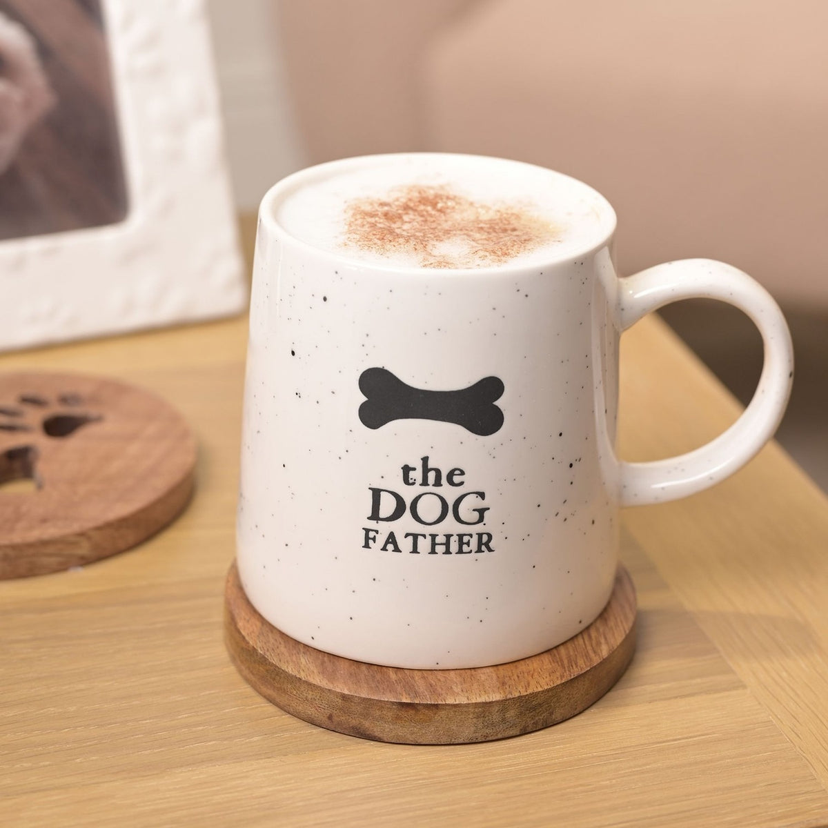 The Dog Father Bone Speckled Stoneware Mug 400ml - White