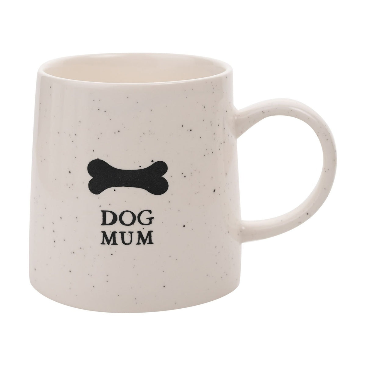 Dog Mum Bone Print Speckled Stoneware Mug 400ml - White