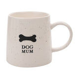Dog Mum Bone Print Speckled Stoneware Mug 400ml - White