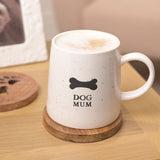 Dog Mum Bone Print Speckled Stoneware Mug 400ml - White