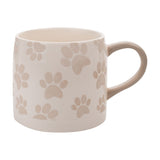 Paw Prints Stoneware Mug with Beige Handle 400ml - White