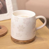 Paw Prints Stoneware Mug with Beige Handle 400ml - White