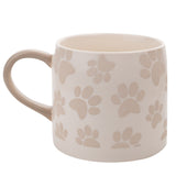 Paw Prints Stoneware Mug with Beige Handle 400ml - White
