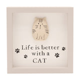 Life Is Better with a Cat Wooden Plaque - Taupe & White