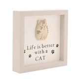 Life Is Better with a Cat Wooden Plaque - Taupe & White