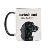 Dachshund Ceramic Mug with Contrast Inside 11oz - White & Black