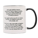 Dachshund Ceramic Mug with Contrast Inside 11oz - White & Black