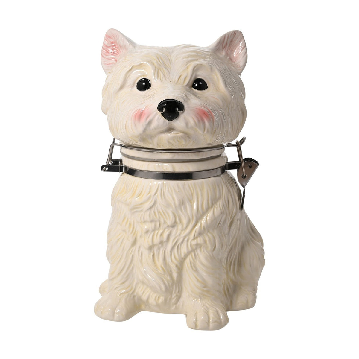 West Highland Terrier Glazed Ceramic Biscuit Barrel - White