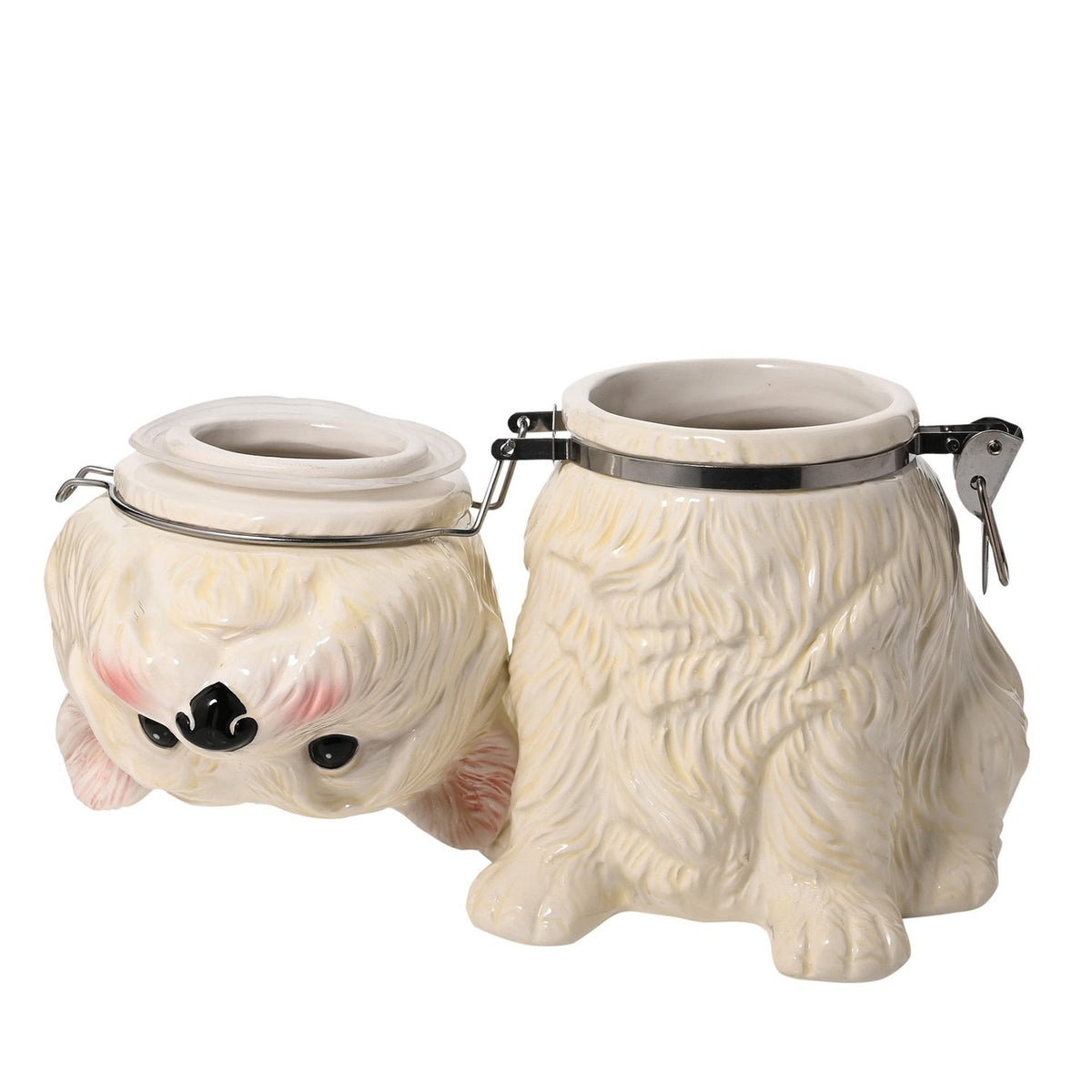 West Highland Terrier Glazed Ceramic Biscuit Barrel - White
