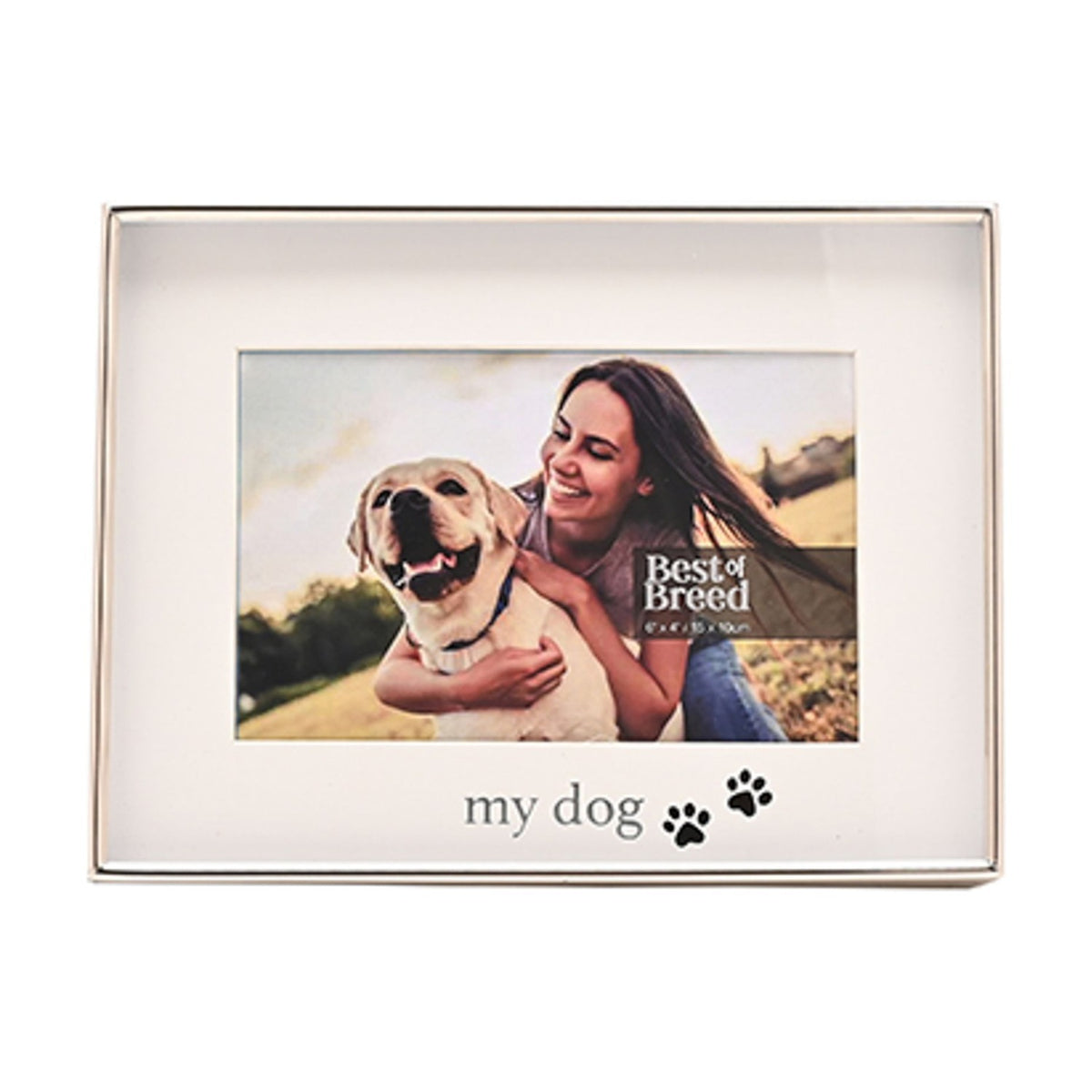 'my Dog' Paw Print Shiny Metal Photo Frame 6 x 4in - Silver