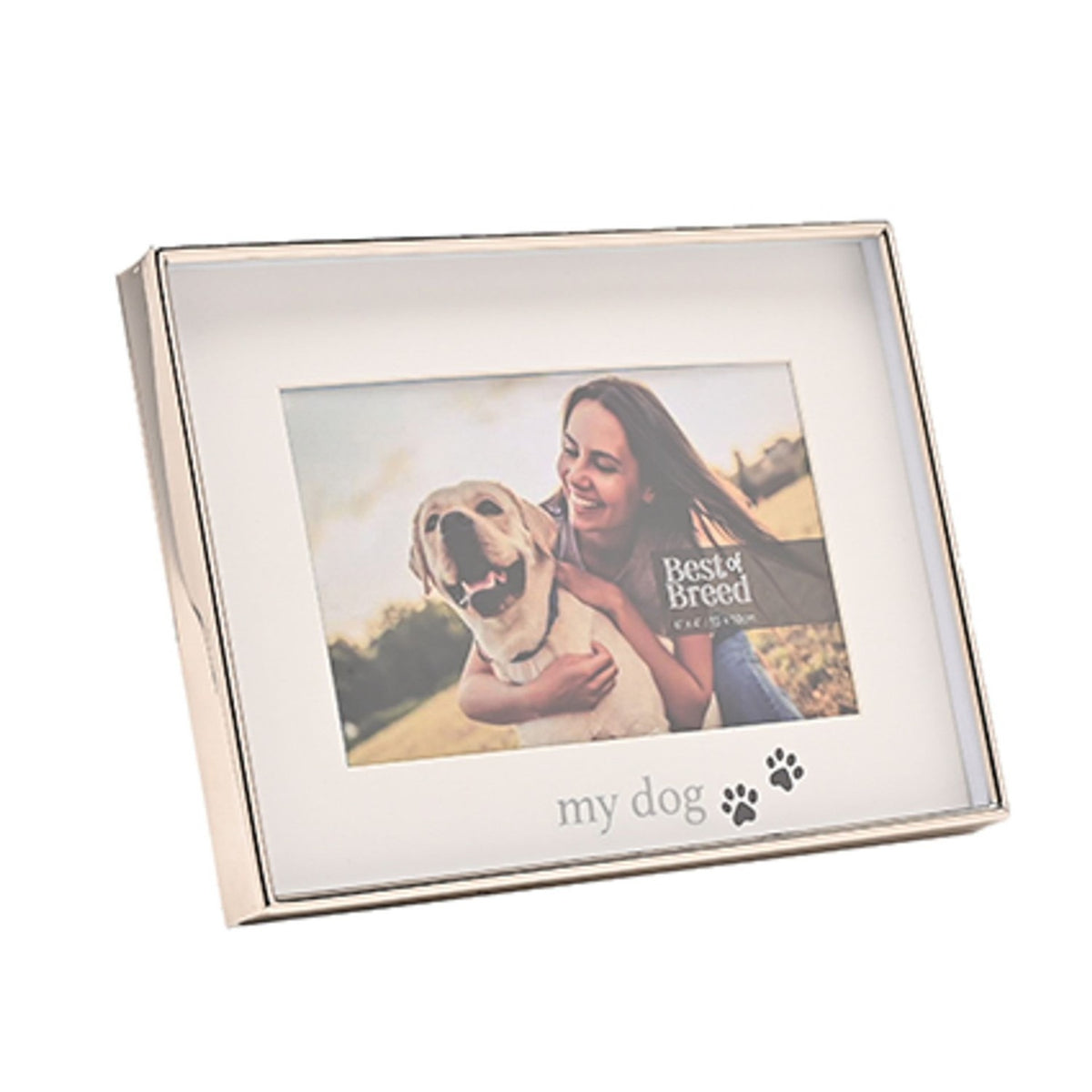 'my Dog' Paw Print Shiny Metal Photo Frame 6 x 4in - Silver