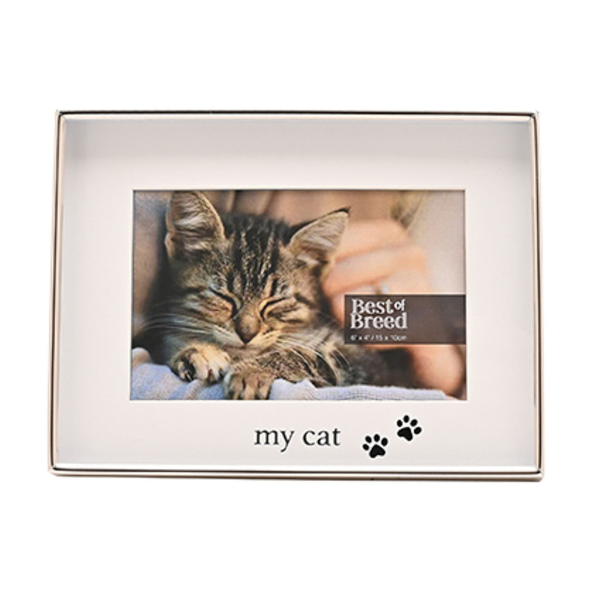 My Cat Paw Print Shiny Metal Photo Frame 6 x 4in - Silver
