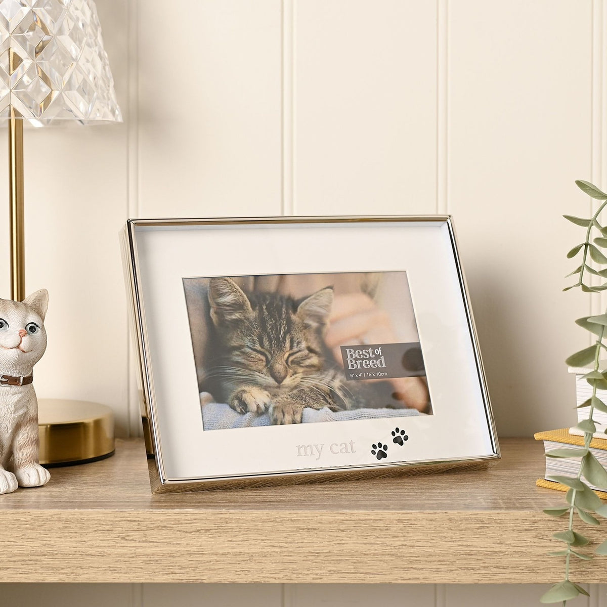 My Cat Paw Print Shiny Metal Photo Frame 6 x 4in - Silver