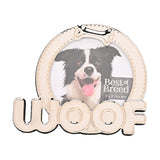 Woof Dog Bone Circular Metal Photo Frame 3 x 3in - Silver