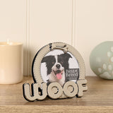 Woof Dog Bone Circular Metal Photo Frame 3 x 3in - Silver