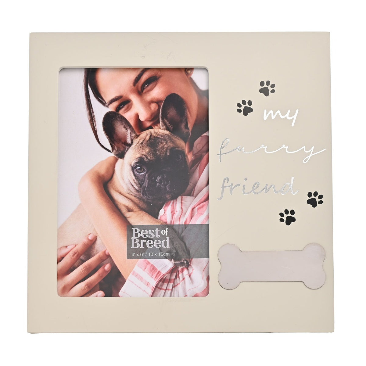 'My Furry Friend' Bone Icon MDF Photo Frame 6 x 4in - Grey