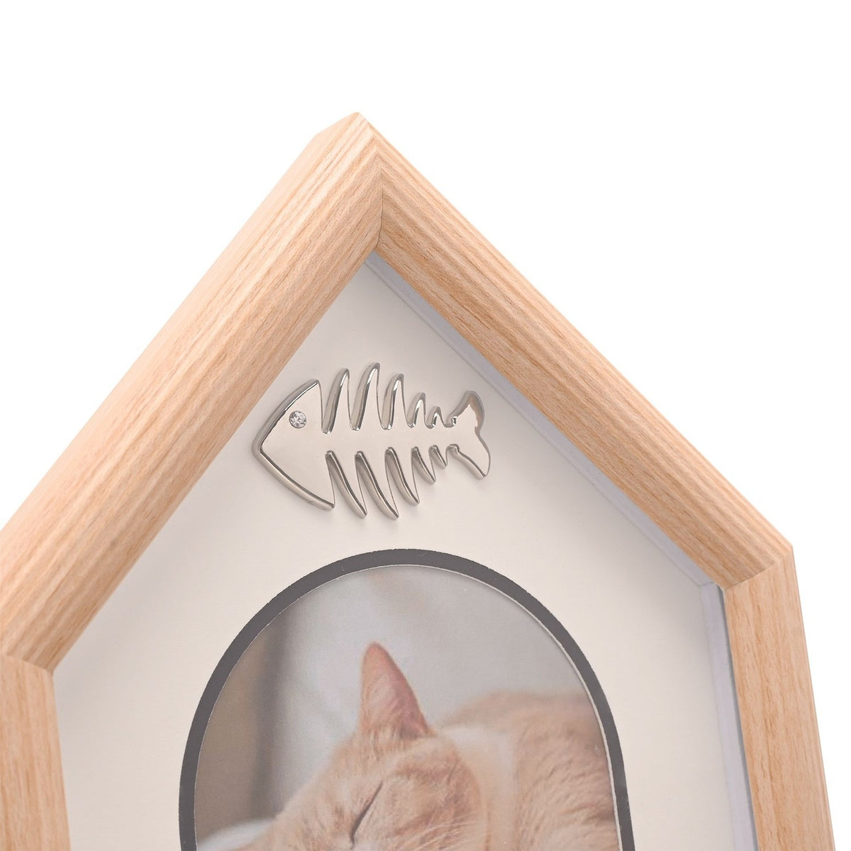 Cat House Fishbone Plastic Photo Frame with Stand - Brown