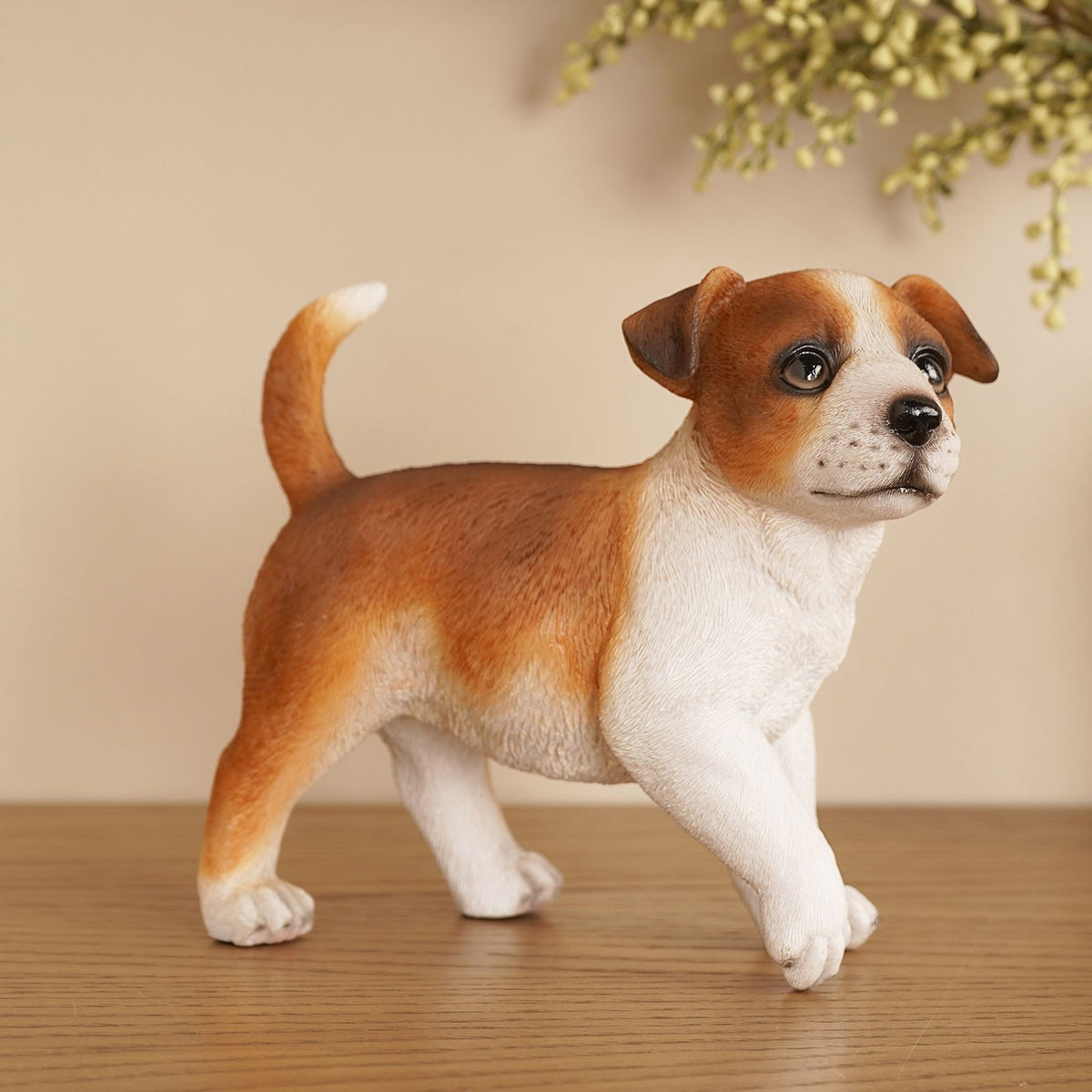Standing Jack Russell Puppy Resin Figurine 18cm - Brown