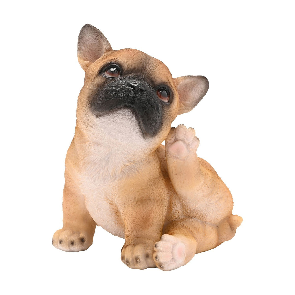 Scratching French Bulldog Puppy Resin Figurine 17cm - Brown