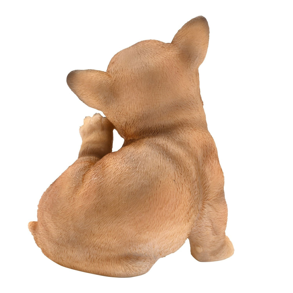 Scratching French Bulldog Puppy Resin Figurine 17cm - Brown