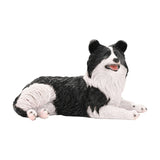 Lying Down Border Collie Dog Resin Figurine 17cm - White