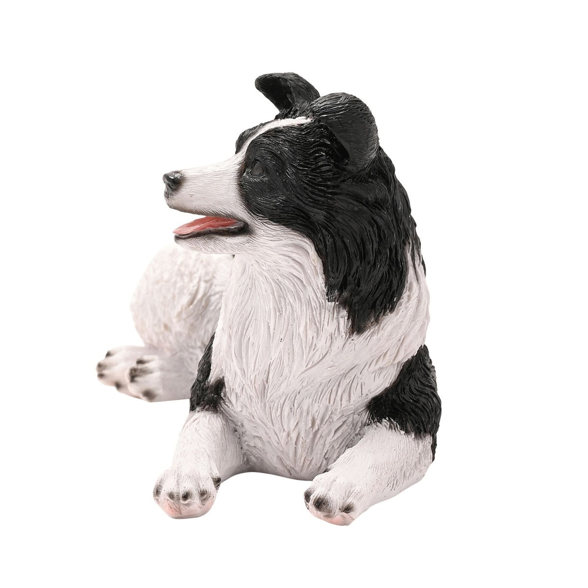 Lying Down Border Collie Dog Resin Figurine 17cm - White