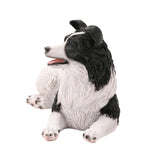 Lying Down Border Collie Dog Resin Figurine 17cm - White