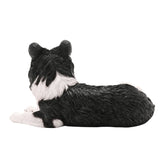 Lying Down Border Collie Dog Resin Figurine 17cm - White