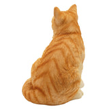 Sitting Tabby Cat Polystone Figurine 31.5cm - Brown
