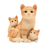 Tabby Cat Family of Three Resin Figurine 15cm - Light Brown