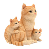 Tabby Cat Family of Three Resin Figurine 15cm - Light Brown