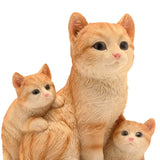 Tabby Cat Family of Three Resin Figurine 15cm - Light Brown
