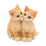 2 Snuggling Tabby Cats Resin Figurine 9cm - Light Brown