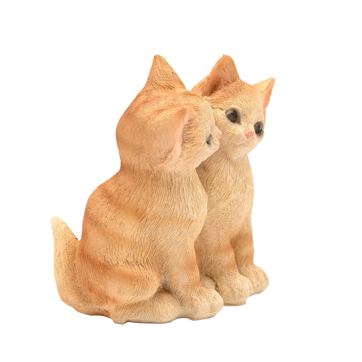 2 Snuggling Tabby Cats Resin Figurine 9cm - Light Brown