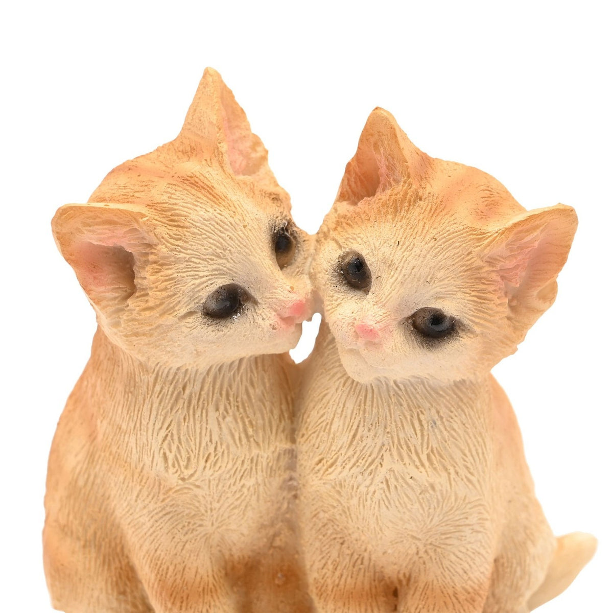 2 Snuggling Tabby Cats Resin Figurine 9cm - Light Brown