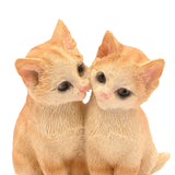 2 Snuggling Tabby Cats Resin Figurine 9cm - Light Brown