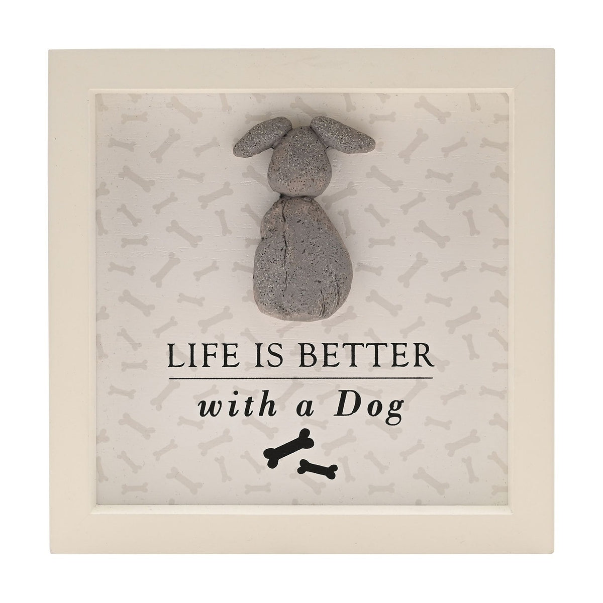 Life Is Better with a Dog Framed MDF Plaque - White & Grey
