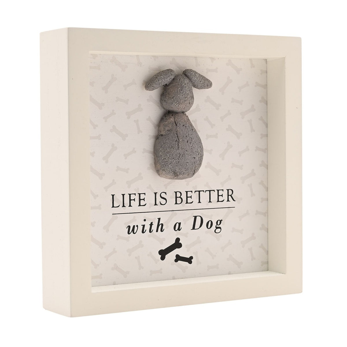Life Is Better with a Dog Framed MDF Plaque - White & Grey