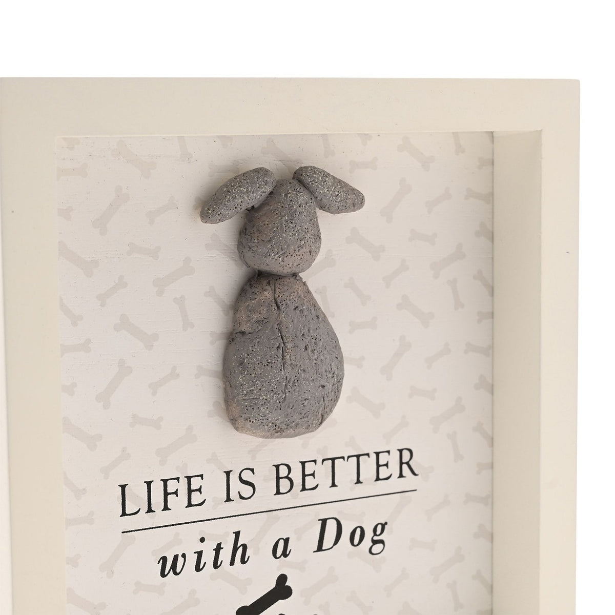 Life Is Better with a Dog Framed MDF Plaque - White & Grey
